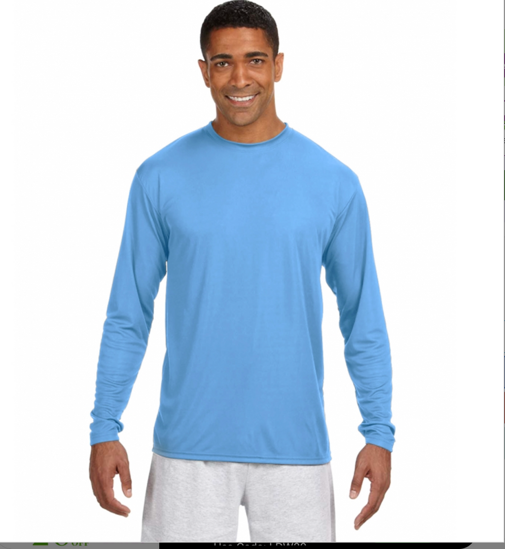 A4 Apparel N3165 Adult Polyester Performance Long Sleeve T-Shirt UPF 44+