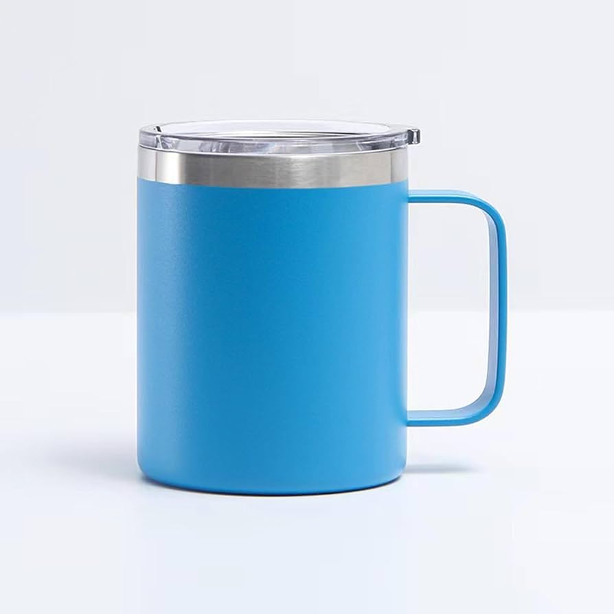Vaso con aislamiento al vacío y tapa de acero inoxidable, taza de café con asa