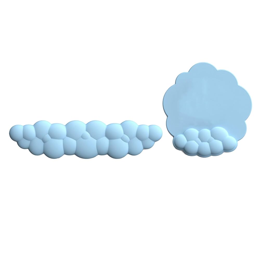 Cloud Mouse - Reposamuñecas para teclado: bonito juego de reposamuñecas de espuma viscoelástica ergonómica con base antideslizante para aliviar el dolor de escritura, para teclado de computadora,